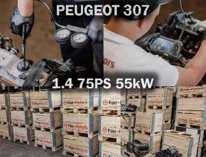 Geprüfter Austauschmotor kaufen für PEUGEOT 307 1.4 75PS 55kW. Gebraucht oder überholt im online Shop.