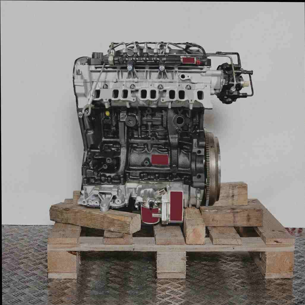 Seitenansicht eines Motors 4HU (P22DTE) auf einer Holzpalette vor weißem Hintergrund. Der Motor ist vertikal ausgerichtet.